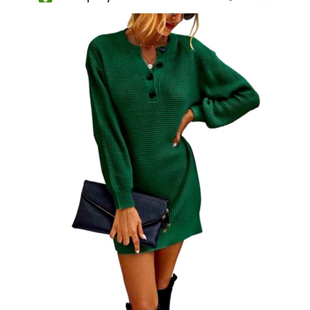 NWT Forest Deep Plush Cozy Green Sweater Dress size medium